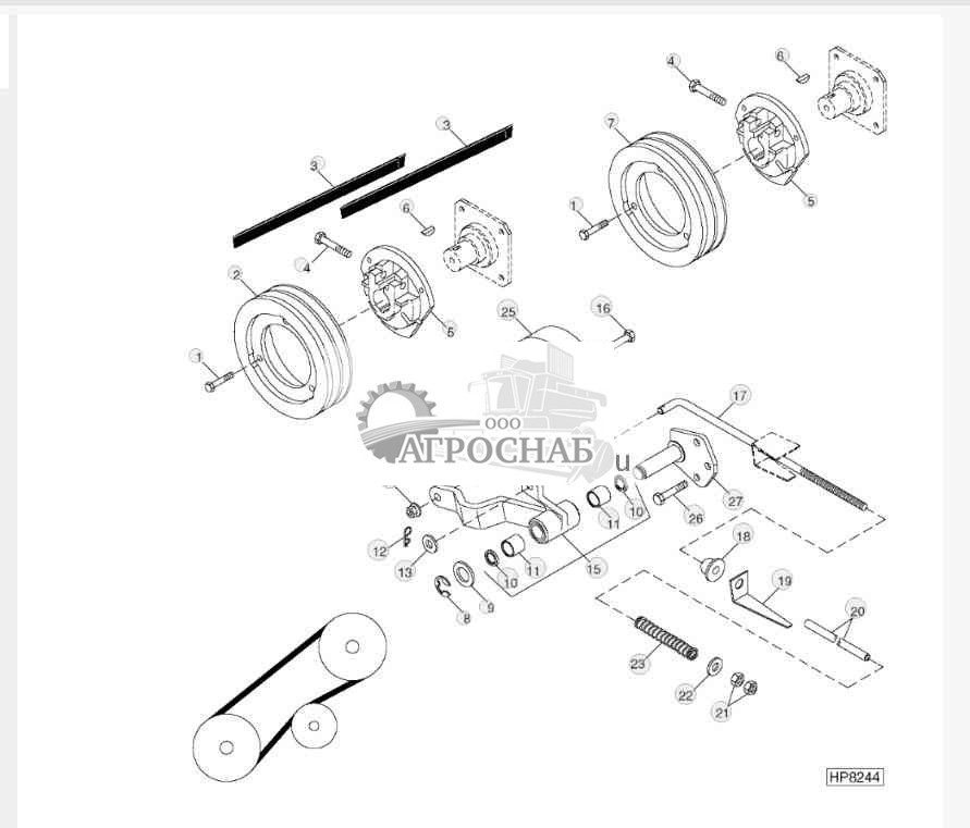 BEATER DRIVE, SHEAVES AND TIGHTENER 
